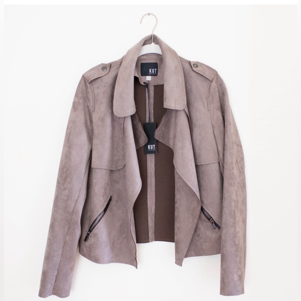 NWOT Kut from Kloth gray motto jacket. Size small. Suede feel. Sale🤩🤩🥳🥳